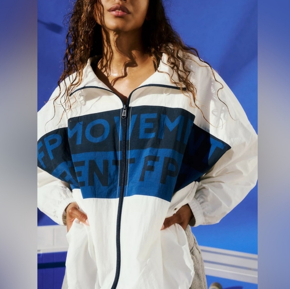 FREE PEOPLE Perfect Ten Zip Up Logo Jacket NWT - MEDIUM